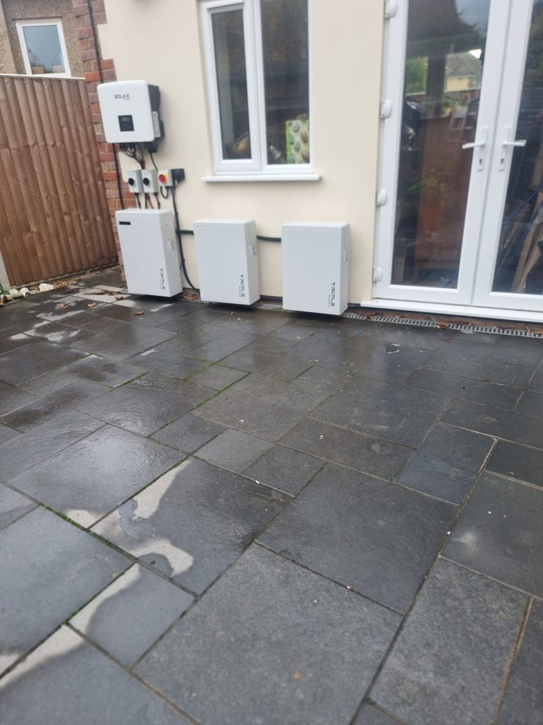 Electrician installing renewable energy system